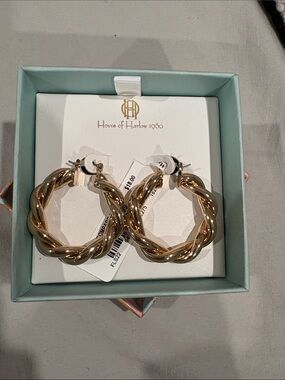 House of Harlow 1960 Twisted Gold Hoop Earrings